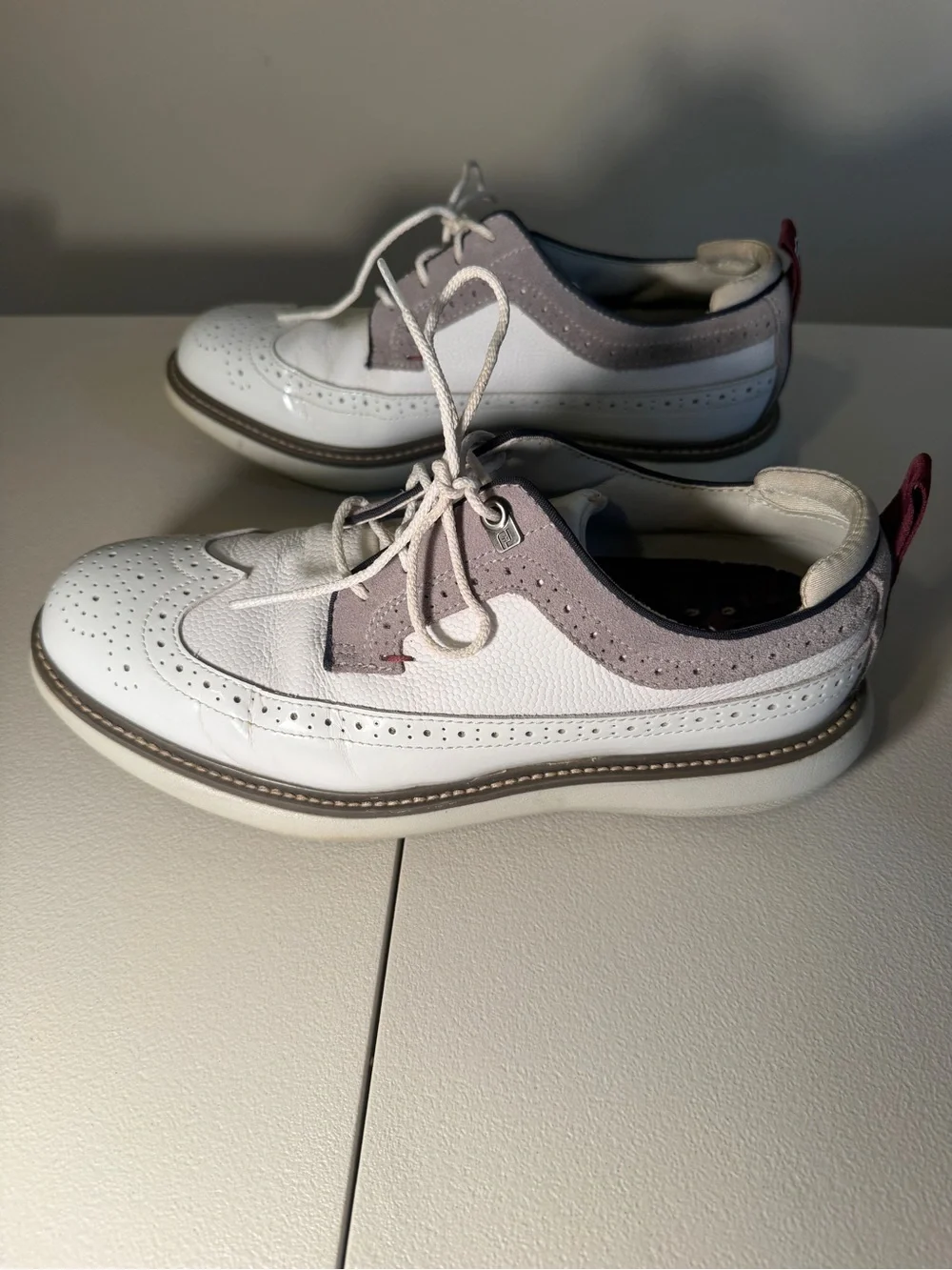 FootJoy X Todd Snyder Men’s Oxford Dress Wingtips Golf White Lace-Up Shoes 7.5M